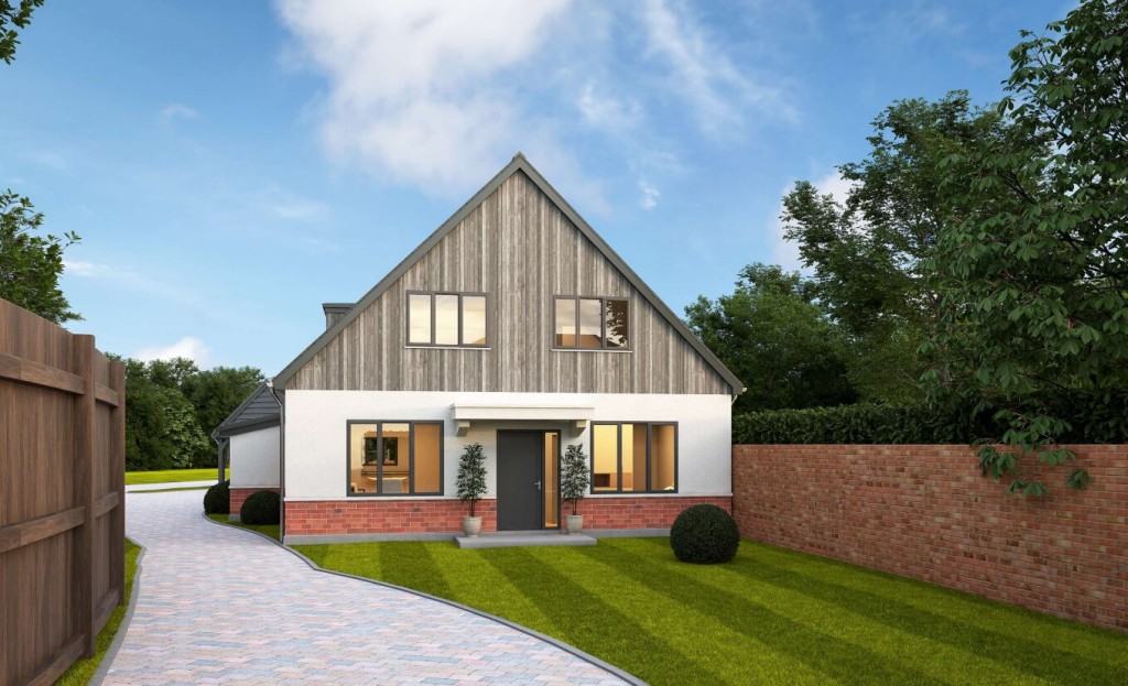Lot: 89 - DEVELOPMENT OPPORTUNITY - PERMISSION FOR TWO DETACHED CHALET BUNGALOWS AND EXTENSION OF EXISTING DWELLING INTO CHALET BUNGALOW - CGI of proposed dwelling to front